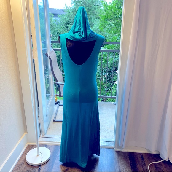 COii Aqua LARGE Sexy Cut-out Back Bodycon Tie Hoodie Sleeveless Maxi - Picture 14 of 14